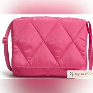 Vera Bradley Quilted Floral Crossbody Pink.  7.5" W x 6.5" H x 1.5"